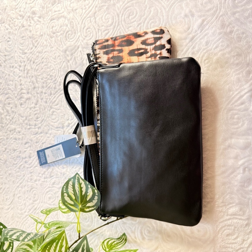 Tahari Black & Animal Print Crossbody Bag NWT - Picture 4 of 12